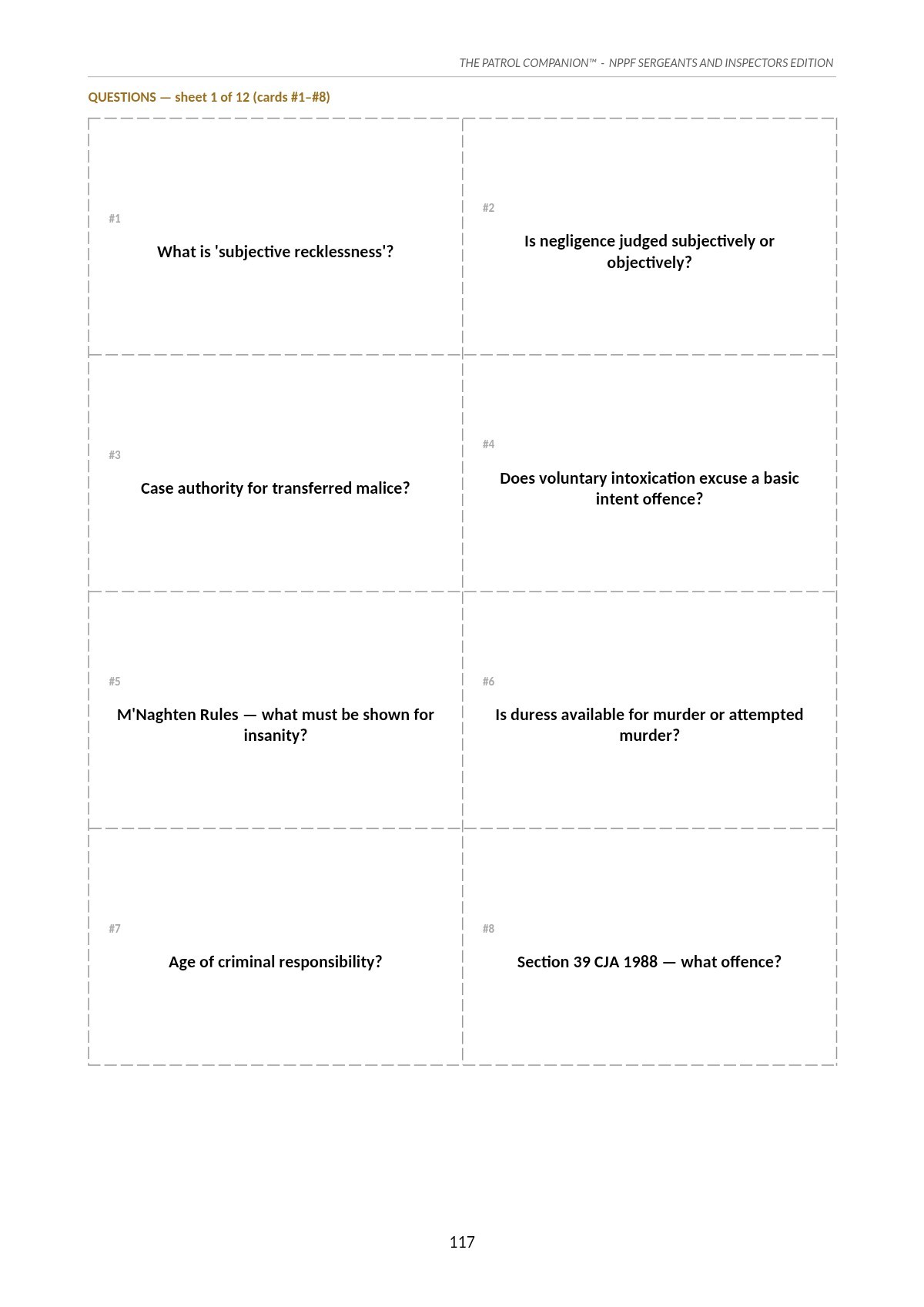 NPPF crammer notes, Print-and-cut flashcards